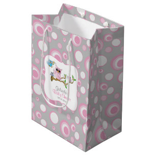 Pink und Gray Baby Owl Babydusche Mittlere Geschenktüte