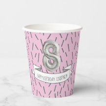 Pink und Gray Balloon Girls 8. Geburtstagsparty Pa