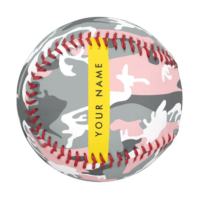 Pink und Gray Camouflage Ihr Name personalisieren Baseball (Vorderseite Links)