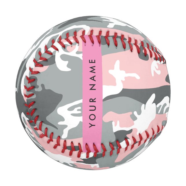 Pink und Gray Camouflage Ihr Name personalisieren Baseball (Vorderseite Links)