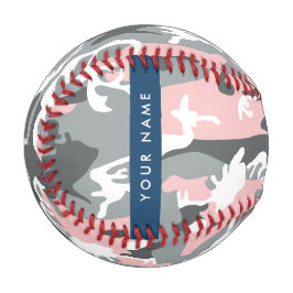 Pink und Gray Camouflage Ihr Name personalisieren Baseball