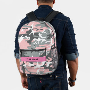 Pink und Gray Camouflage Ihr Name personalisieren Bedruckter Rucksack