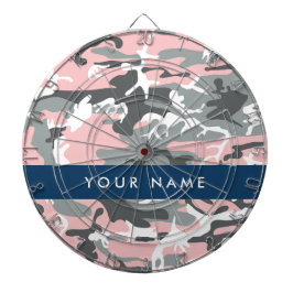 Pink und Gray Camouflage Ihr Name personalisieren Dartscheibe