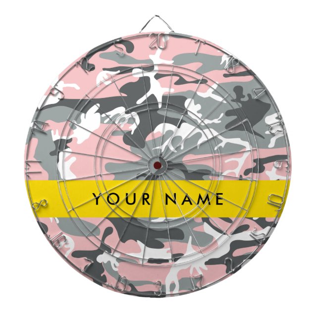 Pink und Gray Camouflage Ihr Name personalisieren Dartscheibe (vorne)