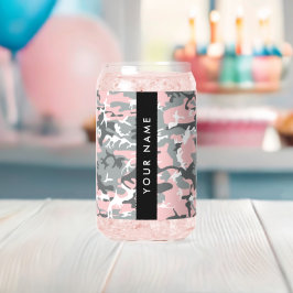 Pink und Gray Camouflage Ihr Name personalisieren Dosenglas