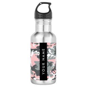 Pink und Gray Camouflage Ihr Name personalisieren Edelstahlflasche