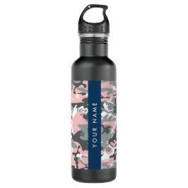 Pink und Gray Camouflage Ihr Name personalisieren Edelstahlflasche