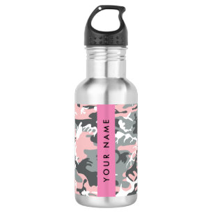 Pink und Gray Camouflage Ihr Name personalisieren Edelstahlflasche