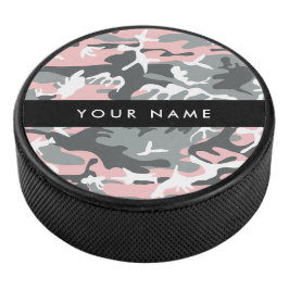 Pink und Gray Camouflage Ihr Name personalisieren Eishockey Puck