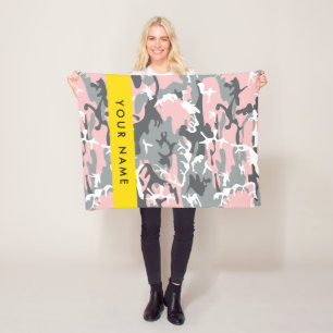 Pink und Gray Camouflage Ihr Name personalisieren Fleecedecke