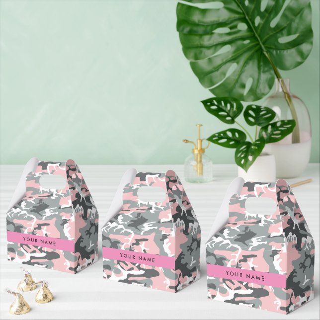 Pink und Gray Camouflage Ihr Name personalisieren Geschenkschachtel (Zahlreiche)