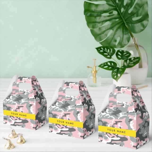 Pink und Gray Camouflage Ihr Name personalisieren Geschenkschachtel (Zahlreiche)