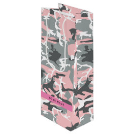 Pink und Gray Camouflage Ihr Name personalisieren Geschenktüte Für Weinflaschen