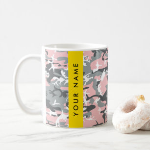 Pink und Gray Camouflage Ihr Name personalisieren Kaffeetasse