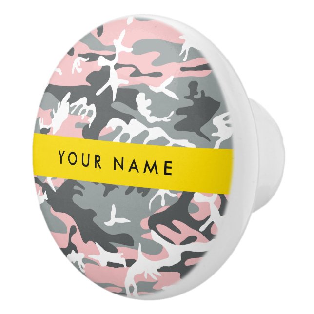 Pink und Gray Camouflage Ihr Name personalisieren Keramikknauf (Rechts)