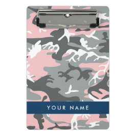 Pink und Gray Camouflage Ihr Name personalisieren Mini Klemmbrett