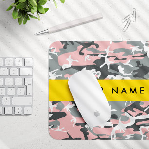 Pink und Gray Camouflage Ihr Name personalisieren Mousepad