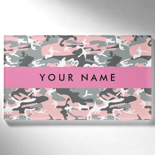 Pink und Gray Camouflage Ihr Name personalisieren Namenschild