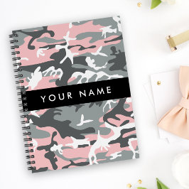 Pink und Gray Camouflage Ihr Name personalisieren Notizbuch