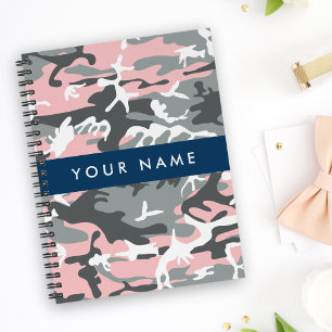 Pink und Gray Camouflage Ihr Name personalisieren Notizbuch