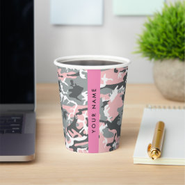 Pink und Gray Camouflage Ihr Name personalisieren Pappbecher