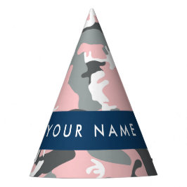 Pink und Gray Camouflage Ihr Name personalisieren Partyhütchen