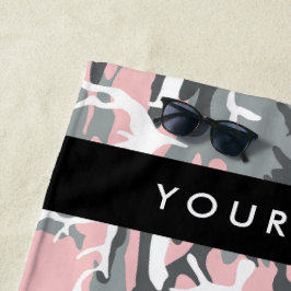 Pink und Gray Camouflage Ihr Name personalisieren Strandtuch
