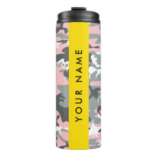 Pink und Gray Camouflage Ihr Name personalisieren Thermosbecher