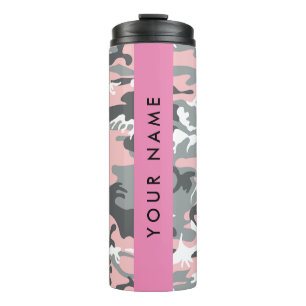 Pink und Gray Camouflage Ihr Name personalisieren Thermosbecher