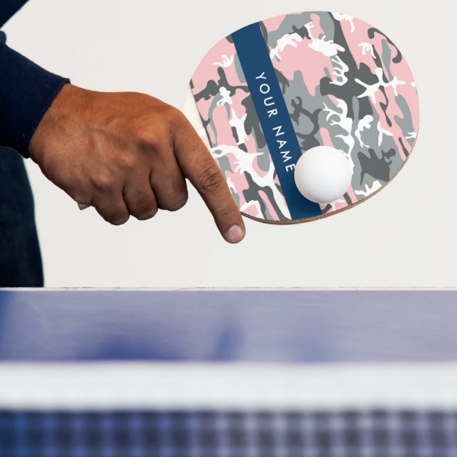 Pink und Gray Camouflage Ihr Name personalisieren Tischtennis Schläger (InSitu)