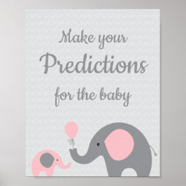 Pink und Gray Elefant Vorhersagen für Babysignatur Poster