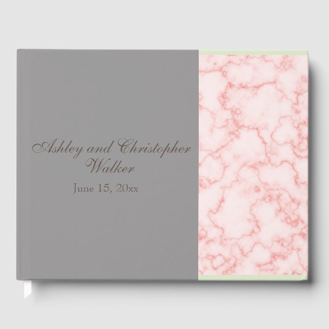 Pink und Gray Marble Wedding Gästebuch (Vorderseite)