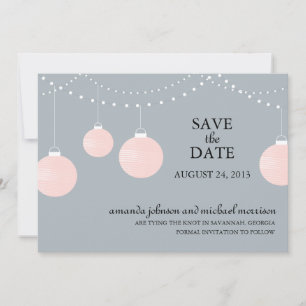 Pink und Gray Paper Lantern Hochzeit speichern Sie Save The Date