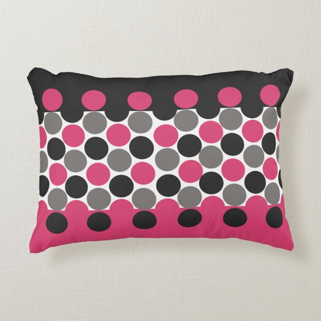Pink und Gray Polika Dot Dekokissen (Vorderseite)