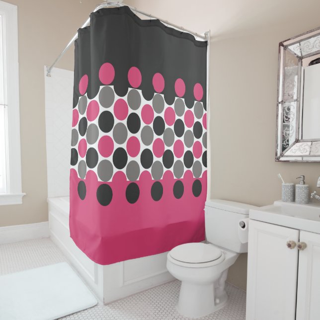 Pink und Gray Polika Dot Duschvorhang (Beispiel)