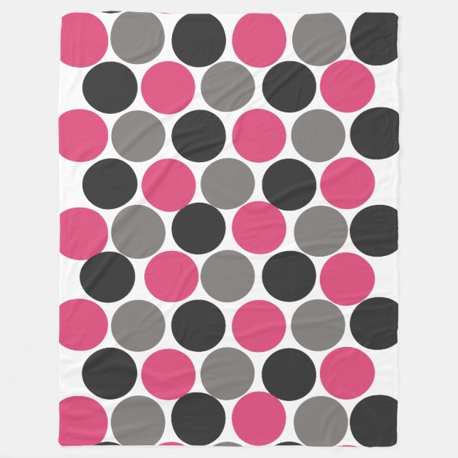 Pink und Gray Polika Dot Fleecedecke (Vorderseite)