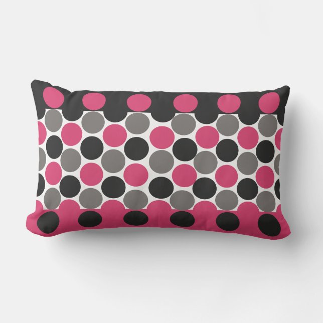 Pink und Gray Polika Dot Lendenkissen (Vorderseite)