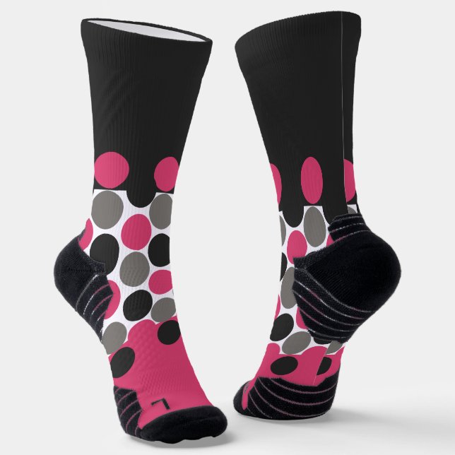 Pink und Gray Polika Dot Socken (Gewinkelt)