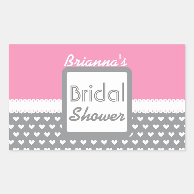 Pink und Gray Polka Dot Brautparty B01 Rechteckiger Aufkleber (Vorderseite)