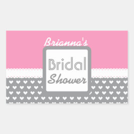 Pink und Gray Polka Dot Brautparty B01 Rechteckiger Aufkleber