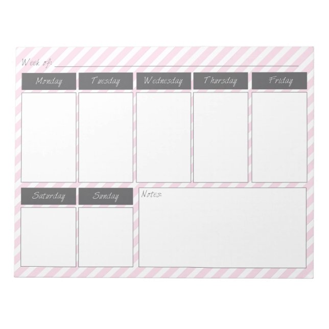Pink und Gray Weekly Calendar Notepad Notizblock (Vorderseite)