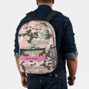 Pink und Green Camouflage Ihr Name Persönlich gest Bedruckter Rucksack