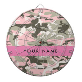 Pink und Green Camouflage Ihr Name Persönlich gest Dartscheibe