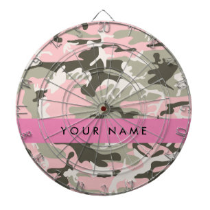 Pink und Green Camouflage Ihr Name Persönlich gest Dartscheibe