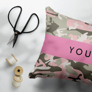 Pink und Green Camouflage Ihr Name Persönlich gest Dekokissen