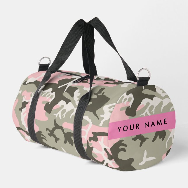Pink und Green Camouflage Ihr Name Persönlich gest Duffle Bag (Linke Seite)