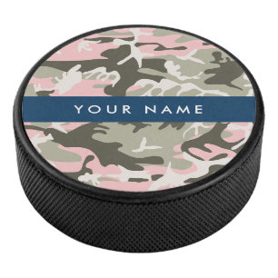 Pink und Green Camouflage Ihr Name Persönlich gest Eishockey Puck