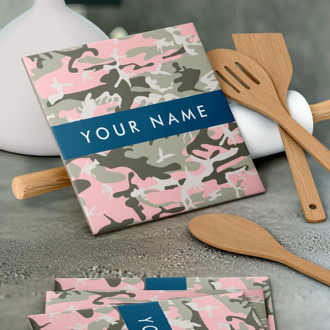 Pink und Green Camouflage Ihr Name Persönlich gest Fliese (Von Creator hochgeladen)