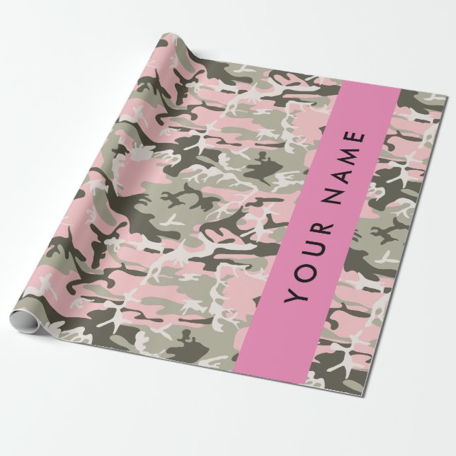 Pink und Green Camouflage Ihr Name Persönlich gest Geschenkpapier (Ungerollt)