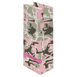 Pink und Green Camouflage Ihr Name Persönlich gest Geschenktüte Für Weinflaschen